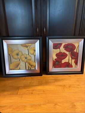 Bed Bath & Beyond Yellow and Red Poppy Floral Wall Art Set
